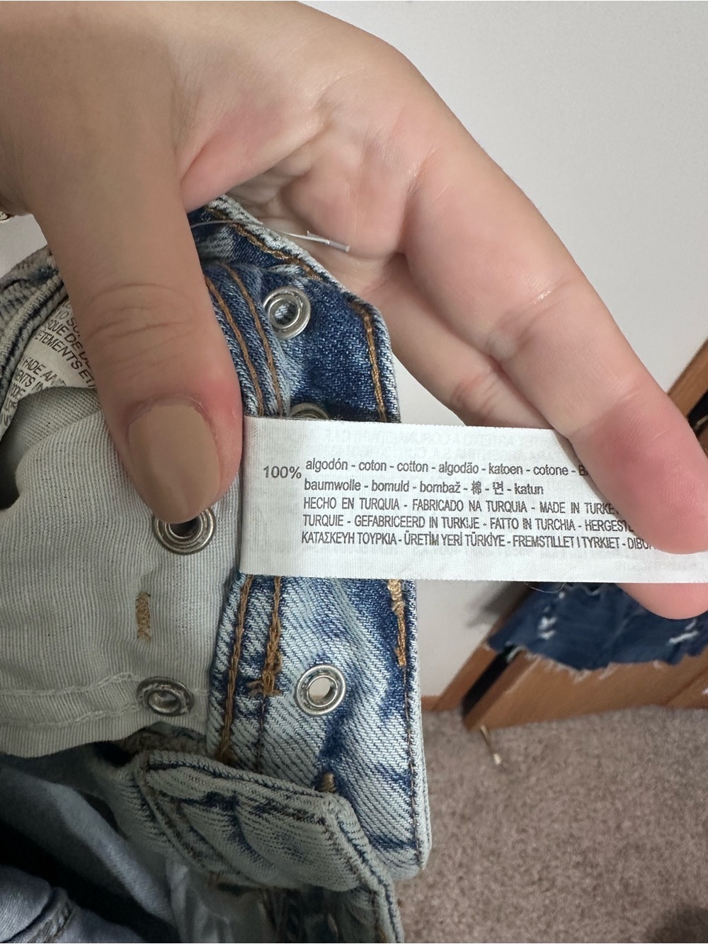 Zara Light Blue Distressed Denim Mini Skirt with Stud Details - Picture 6 of 6